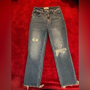 Abercrombie & Fitch Ripped Blue Straight Leg Jeans